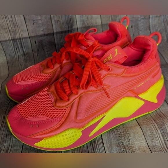 Puma RSX Soft Case Pink Alert/Yellow Running Shoes Sneakers 371983-01 Women’s 9 - Picture 4 of 6